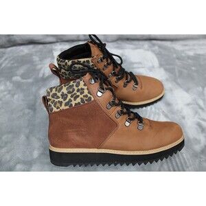 Toms Women Mojave Oiled Waterproof Ember Nubuck Leopard Suede Mid Boots Size 9